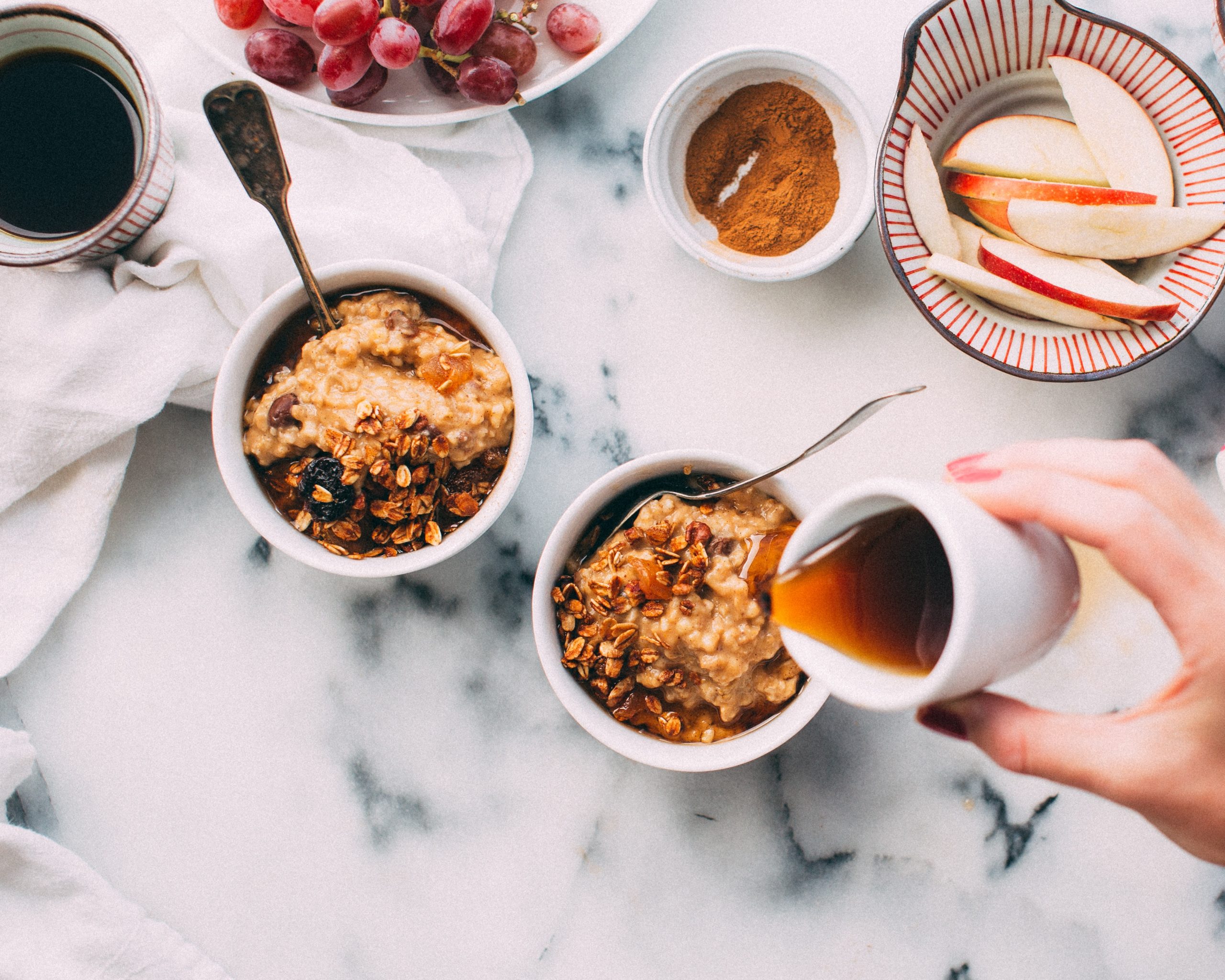 Image of oatmeal breakfast and coffee